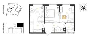 2-к квартира, вторичка, 54м2, 4/9 этаж
