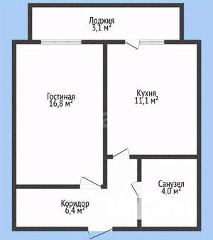 1-к квартира, вторичка, 41м2, 3/16 этаж