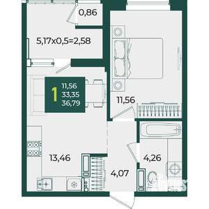 1-к квартира, вторичка, 37м2, 11/18 этаж