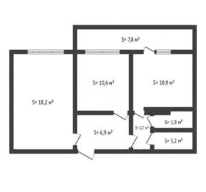 2-к квартира, вторичка, 54м2, 6/16 этаж