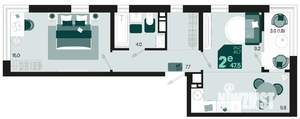 2-к квартира, строящийся дом, 48м2, 13/18 этаж