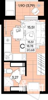 Студия квартира, вторичка, 21м2, 13/18 этаж