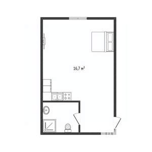 Студия квартира, вторичка, 17м2, 1/6 этаж