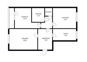3-к квартира, вторичка, 68м2, 6/9 этаж
