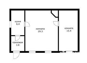 2-к квартира, вторичка, 55м2, 1/1 этаж