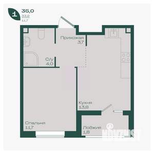 1-к квартира, вторичка, 35м2, 2/18 этаж