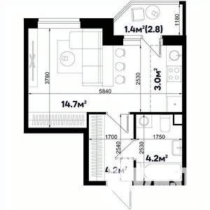 Студия квартира, вторичка, 25м2, 4/9 этаж