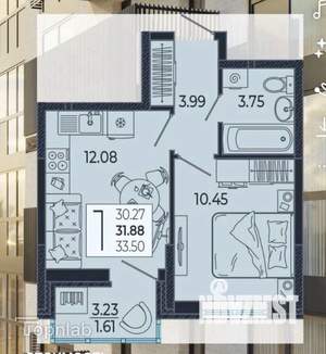 1-к квартира, вторичка, 34м2, 5/21 этаж
