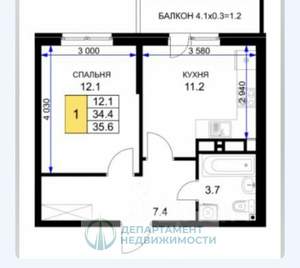 Студия квартира, вторичка, 36м2, 6/16 этаж