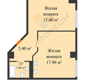 1-к квартира, вторичка, 42м2, 10/15 этаж