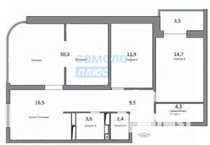 3-к квартира, вторичка, 95м2, 23/24 этаж