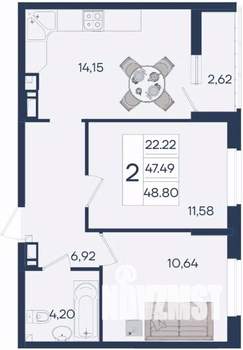 2-к квартира, вторичка, 49м2, 5/18 этаж