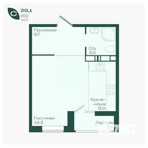 Студия квартира, вторичка, 29м2, 17/18 этаж