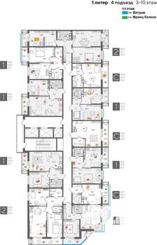 1-к квартира, вторичка, 42м2, 9/24 этаж