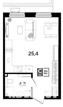 Студия квартира, строящийся дом, 30м2, 2/18 этаж