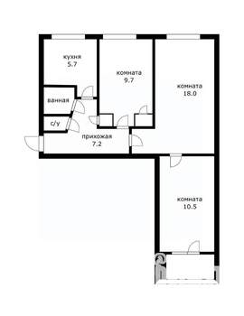 3-к квартира, вторичка, 55м2, 4/5 этаж