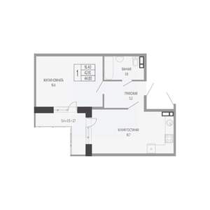 1-к квартира, вторичка, 45м2, 12/17 этаж