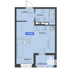 Студия квартира, вторичка, 27м2, 4/5 этаж