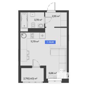 Студия квартира, вторичка, 27м2, 5/5 этаж