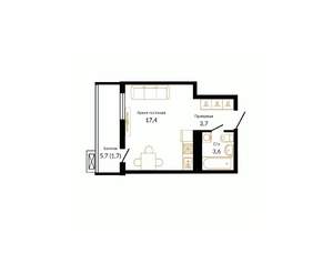 Студия квартира, вторичка, 27м2, 2/12 этаж