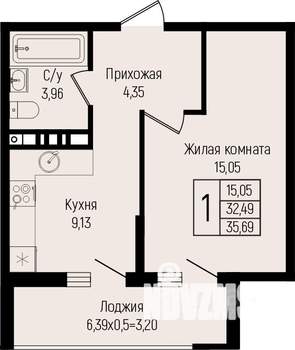 1-к квартира, вторичка, 36м2, 3/15 этаж