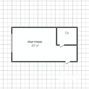 Студия квартира, вторичка, 28м2, 1/4 этаж