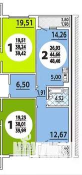 2-к квартира, вторичка, 48м2, 9/16 этаж