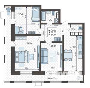 3-к квартира, вторичка, 85м2, 8/12 этаж