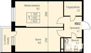 1-к квартира, вторичка, 43м2, 3/3 этаж