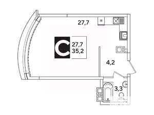Студия квартира, вторичка, 35м2, 2/16 этаж