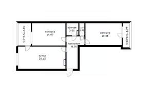 2-к квартира, вторичка, 63м2, 11/24 этаж