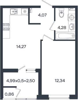 1-к квартира, вторичка, 38м2, 2/18 этаж
