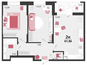 2-к квартира, вторичка, 62м2, 18/18 этаж