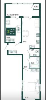 2-к квартира, вторичка, 59м2, 16/16 этаж