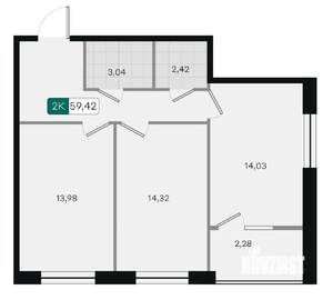 2-к квартира, вторичка, 59м2, 9/18 этаж