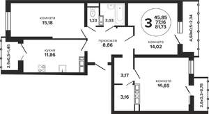 3-к квартира, вторичка, 82м2, 24/24 этаж