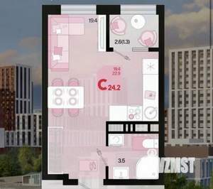 Студия квартира, вторичка, 25м2, 3/4 этаж