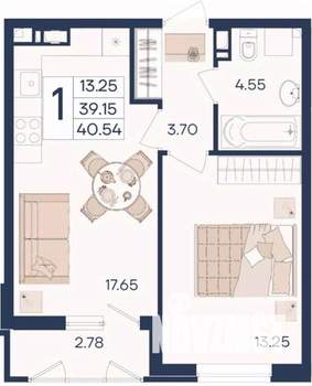 1-к квартира, вторичка, 41м2, 5/18 этаж