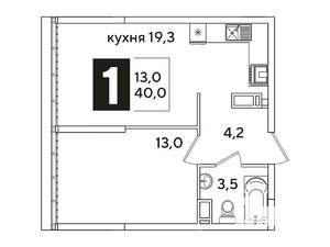 1-к квартира, вторичка, 40м2, 16/16 этаж