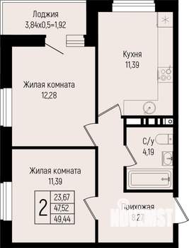 2-к квартира, вторичка, 49м2, 12/15 этаж