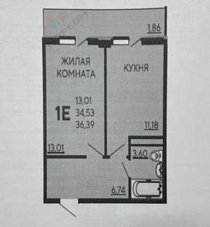 1-к квартира, сданный дом, 36м2, 3/8 этаж