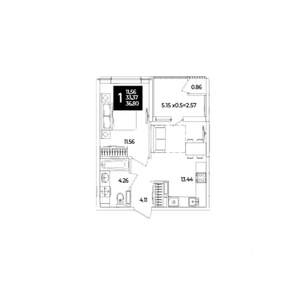 1-к квартира, вторичка, 37м2, 17/18 этаж