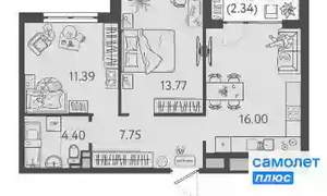 2-к квартира, вторичка, 56м2, 3/9 этаж