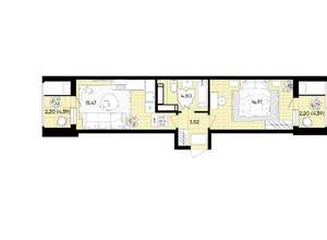 1-к квартира, вторичка, 43м2, 6/18 этаж