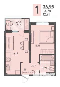 1-к квартира, вторичка, 37м2, 7/18 этаж
