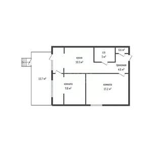 2-к квартира, вторичка, 52м2, 1/2 этаж