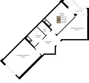 2-к квартира, вторичка, 66м2, 16/21 этаж