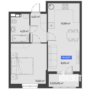 1-к квартира, вторичка, 41м2, 5/5 этаж