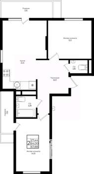2-к квартира, вторичка, 68м2, 8/10 этаж