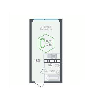 Студия квартира, вторичка, 23м2, 7/24 этаж